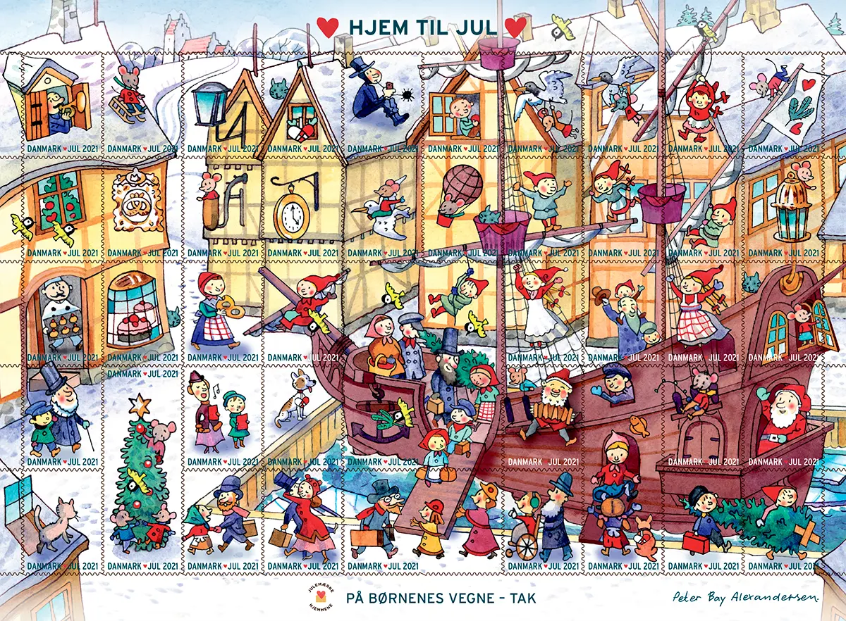 Julemærket 2021, 'Hjem til Jul'. Kunstner: Peter Bay Alexandersen